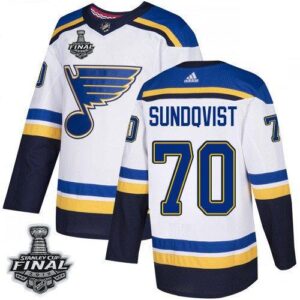Miesten St. Louis Blues Oskar Sundqvist Valkoinen 2019 Stanley Cup Final Jääkiekko pelipaidat