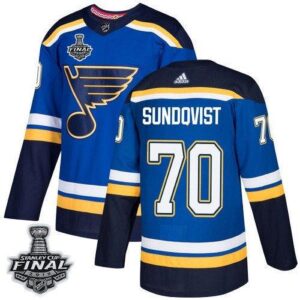 Oskar Sundqvist Miesten St.Louis St. Louis Blues Royal 2019 Stanley Cup Final Jääkiekko pelipaidat