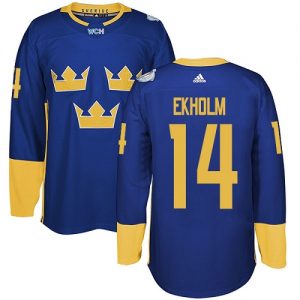 Team Sweden Pelipaita 14 Mattias Ekholm Authentic Royal Sininen Vieras 2016 World Cup Jääkiekko pelipaidat