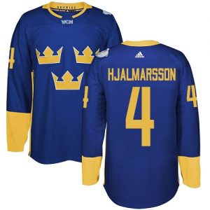 Team Sweden Pelipaita 4 Niklas Hjalmarsson Authentic Royal Sininen Vieras 2016 World Cup Jääkiekko pelipaidat