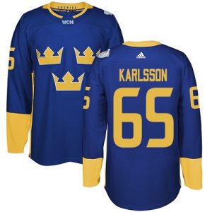 Team Sweden Pelipaita 65 Erik Karlsson Authentic Royal Sininen Vieras 2016 World Cup Jääkiekko pelipaidat