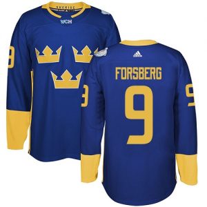 Team Sweden Pelipaita 9 Filip Forsberg Authentic Royal Sininen Vieras 2016 World Cup Jääkiekko pelipaidat