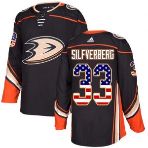 Lasten NHL Anaheim Ducks Pelipaita 33 Jakob Silfverberg Authentic Musta  USA Flag Fashion