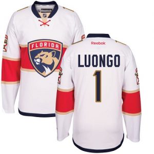 Miesten NHL Florida Panthers Pelipaita 1 Roberto Luongo Authentic Valkoinen Reebok Vieras Jääkiekko pelipaidat