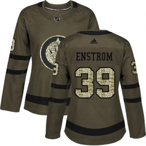 Naisten NHL Winnipeg Jets Pelipaita 39 Tobias Enstrom Authentic Vihreä  Salute to Service