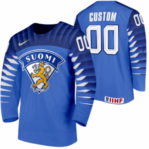Suomi Pelipaita Custom 2022 IIHF World Junior Championship Sininen Vieras
