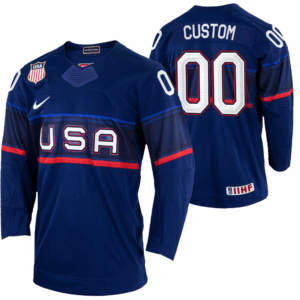 USA Pelipaita Custom 2022 IIHF World Championship Navy Vieras