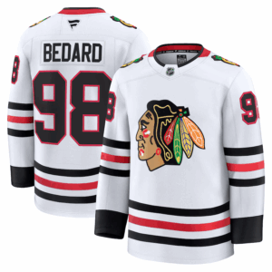 Miesten NHL Chicago Blackhawks Connor Bedard #98 Pelipaita Fanatics Vieras Premium Valkoinen