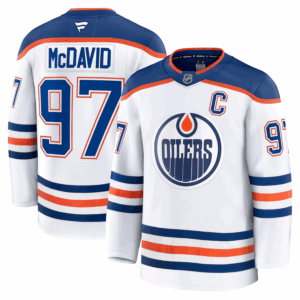 Miesten NHL Edmonton Oilers Connor McDavid #97 Pelipaita Fanatics Vieras Premium Valkoinen