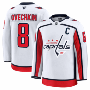 Miesten NHL Washington Capitals Alexander Ovechkin #8 Fanatics Vieras Premium Valkoinen