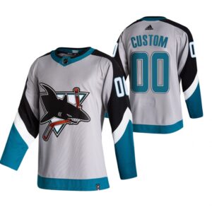 Custom San Jose Sharks Pelipaita 2021 Reverse Retro Special Edition Authentic Harmaa