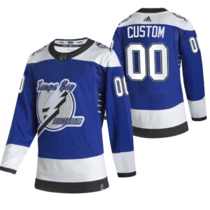 Custom Tampa Bay Lightning Pelipaita 2021 Reverse Retro Authentic Sininen