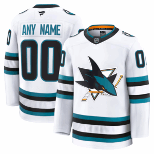 San Jose Sharks Pelipaita Fanatics Vieras Premium Custom Valkoinen