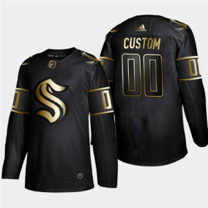 Seattle Kraken Pelipaita Custom Musta Golden Edition Limited Stitched NHL